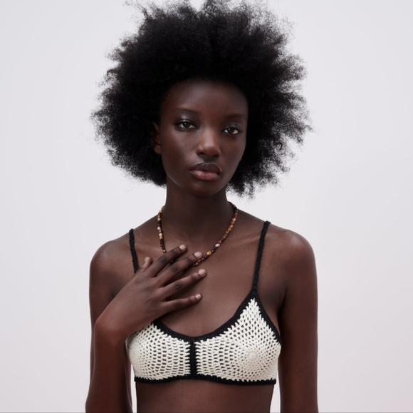 Crocheted Bralette black and white Zara - Picture 2 of 16
